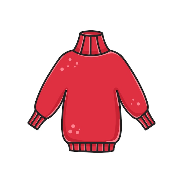 Knitted warm sweater clipart warm wool jacket cartoon isolated vector jumper illustration clothing