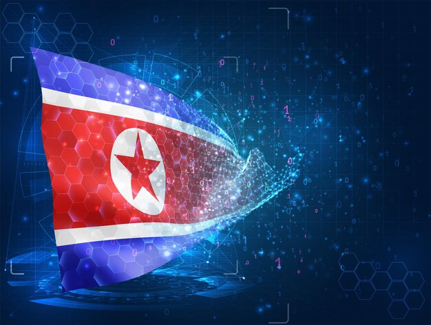 korea vector flag virtual abstract 3d object from triangular polygons on a blue background