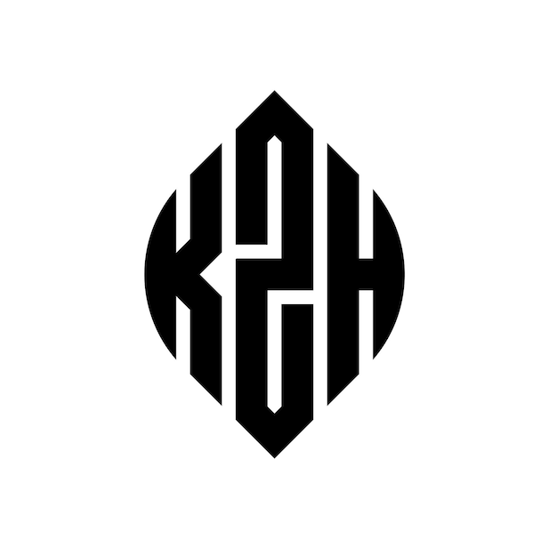 KZH circle letter logo design with circle and ellipse shape KZH ellipse letters with typographic style The three initials form a circle logo KZH Circle Emblem Abstract Monogram Letter Mark Vector