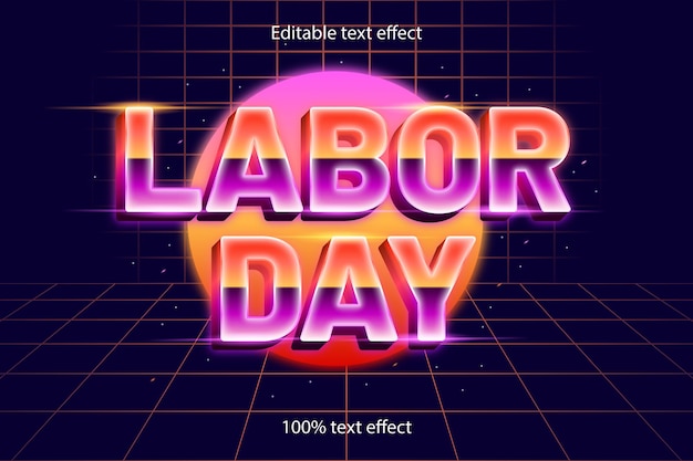 labor day editable text effect retro style