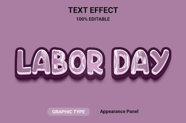 labor day text effect font style word and font can be changed