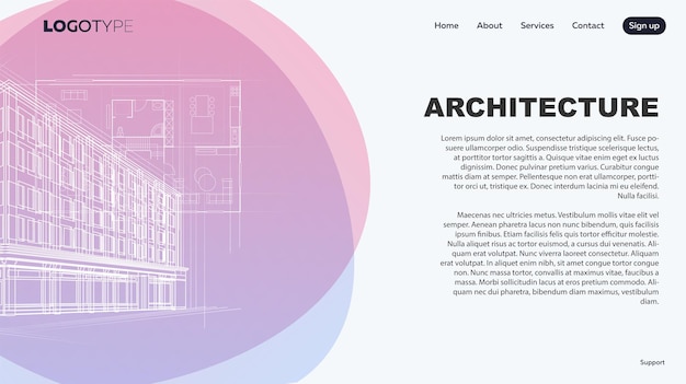 Landing page for banner interior design and architecture Concept for an architectural company