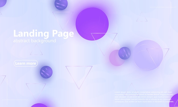 Landing page. Purple fluid. Geometric background.