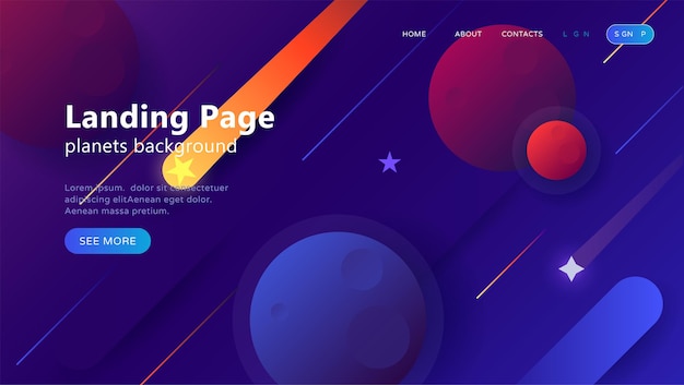 landing page template for websites or apps with open space dynamic shapes