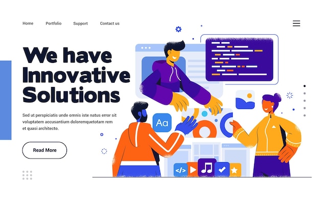 landing page template innovative solution in flat design style