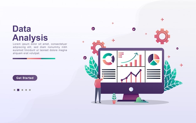 landing page template of data analysis in gradient effect style