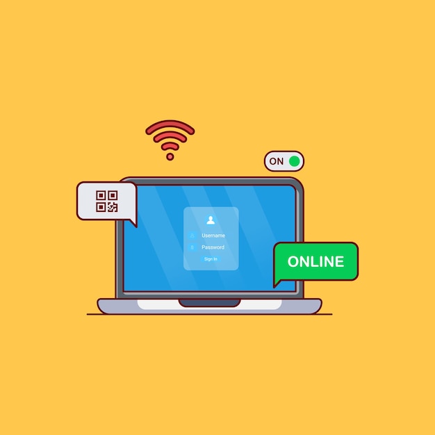 Laptop and app vector illustration design