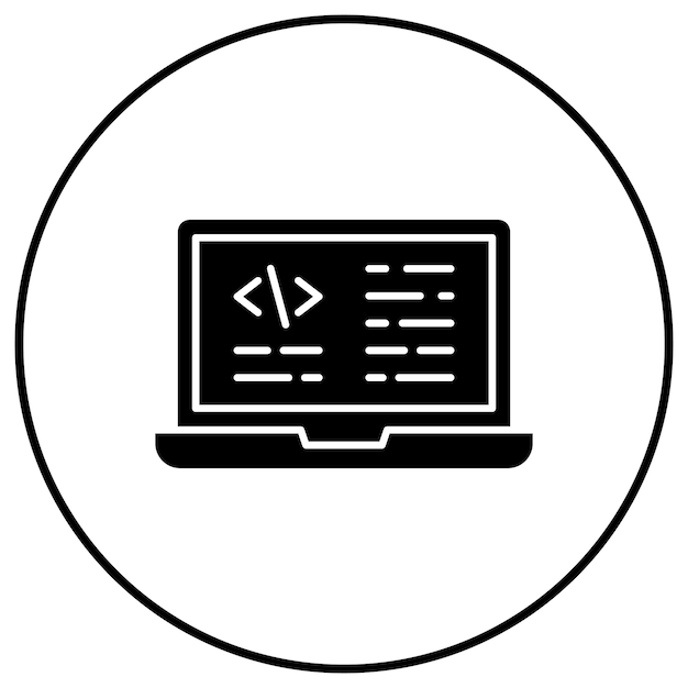 laptop coding icon vector image can be used for web hosting