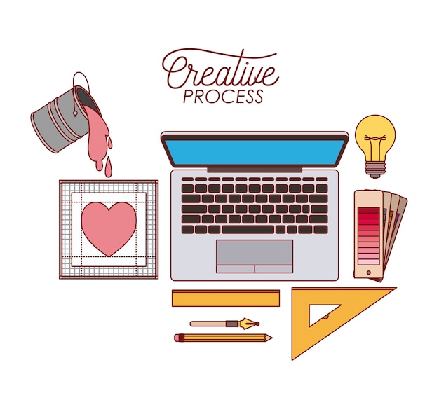 laptop computer with elements graphic design