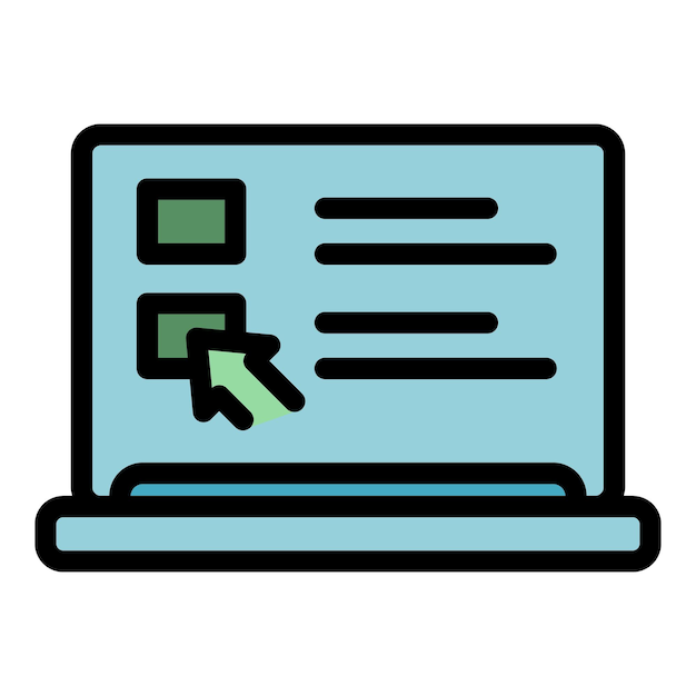 Laptop election icon outline vector Vote online Digital poll color flat
