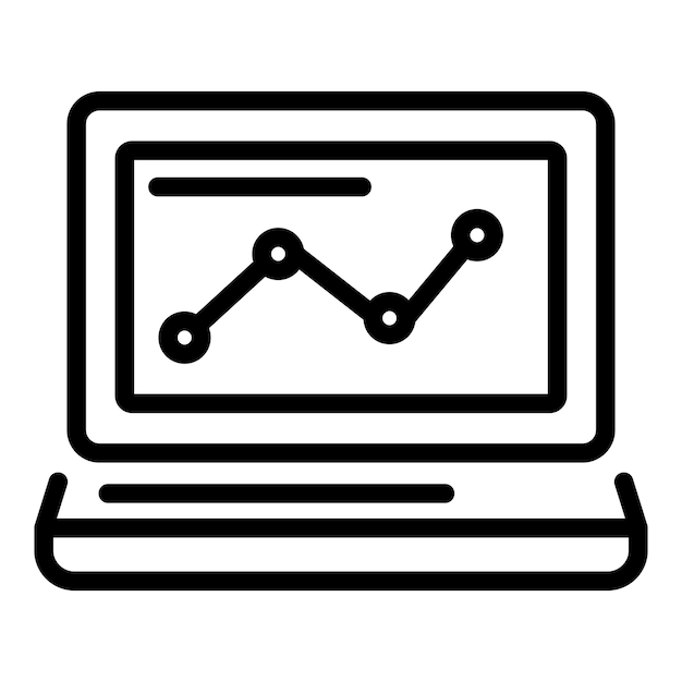 Laptop graph icon Outline laptop graph vector icon for web design isolated on white background