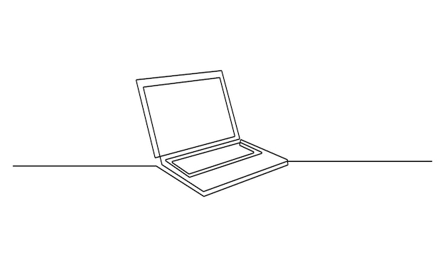 Laptop in Continuous Line