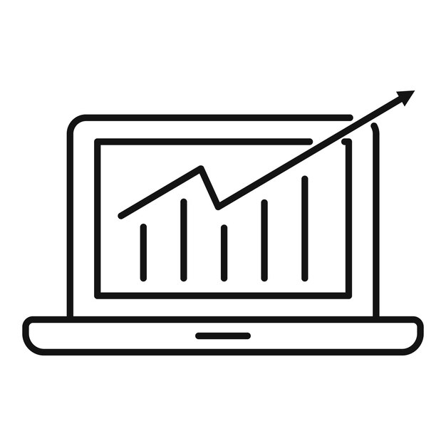 Laptop millionaire chart icon Outline laptop millionaire chart vector icon for web design isolated on white background