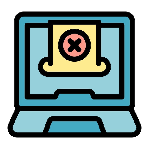 Laptop online icon outline vector Vote public Election poll color flat