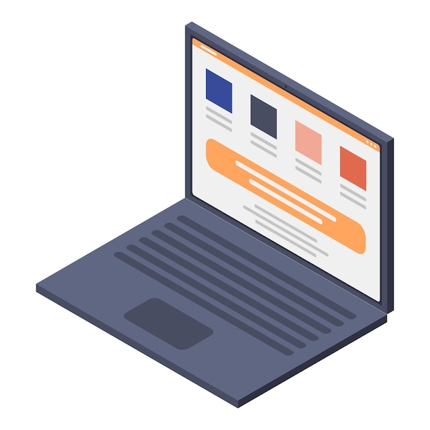 Laptop online shopping icon Isometric of laptop online shopping vector icon for web design isolated on white background