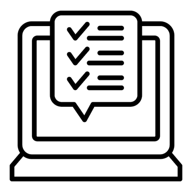 Laptop online study icon outline vector Exam test Computer school