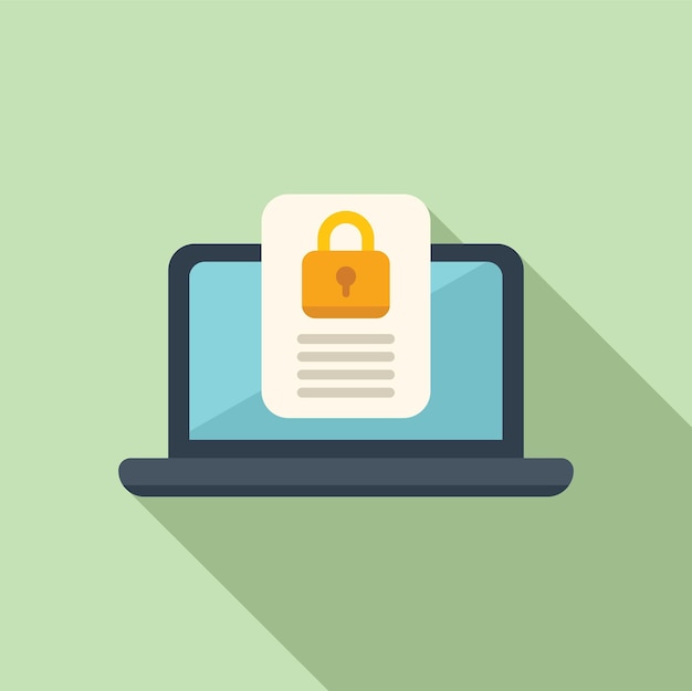 Laptop privacy data icon flat vector Personal use