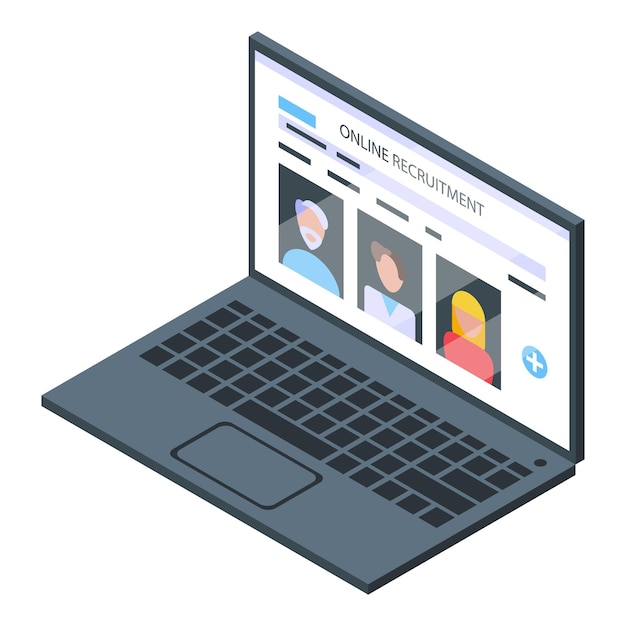 Laptop recruitment icon Isometric of laptop recruitment vector icon for web design isolated on white background