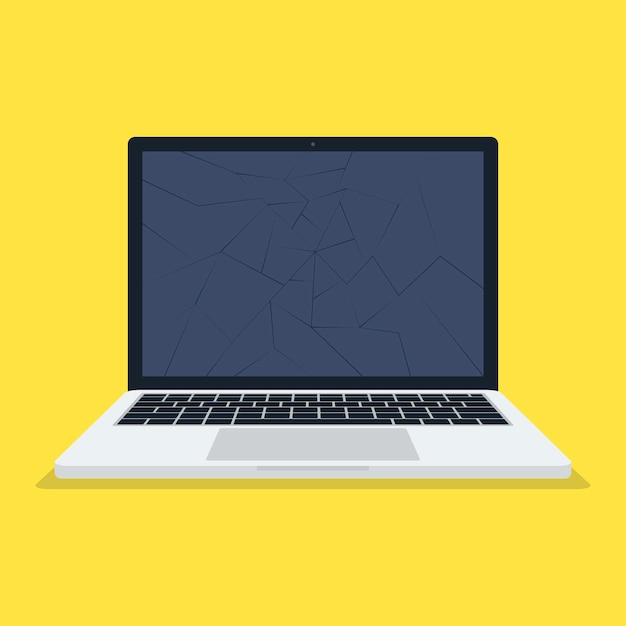 Laptop screen isolated on yellow