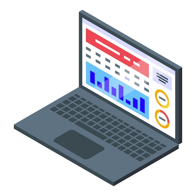 Laptop showing charts and data analysis software concept of business intelligence and data analytics