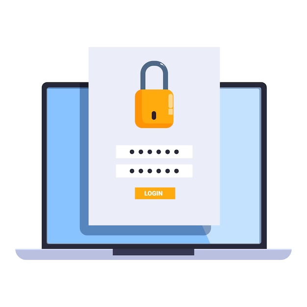 laptop showing login form with password protection system