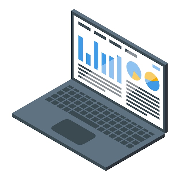 laptop showing statistical business data analysis dashboard