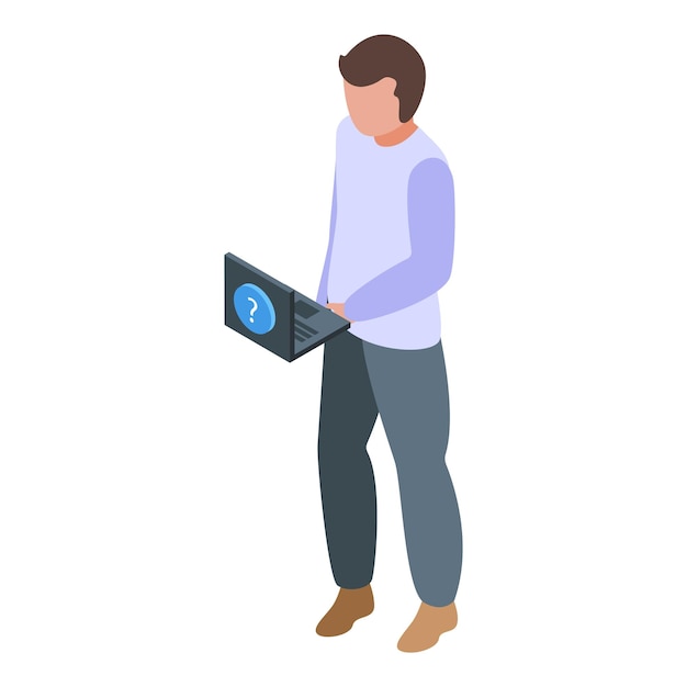 laptop support chat icon isometric vector call service online contact