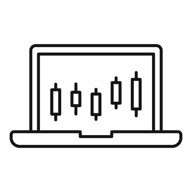 Laptop trader icon Outline Laptop trader vector icon for web design isolated on white background