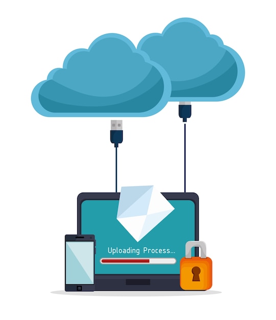 laptop upload process design isolated 