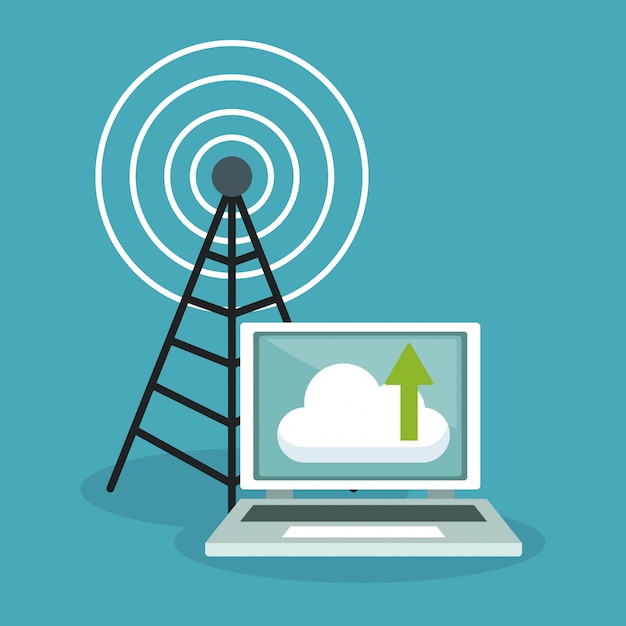 Laptop with cloud computing and antenna 