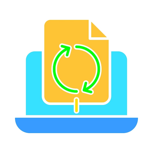 laptop with data exchange line icon technology gaming training personal computer internet vector color icon on a white background for business and advertising