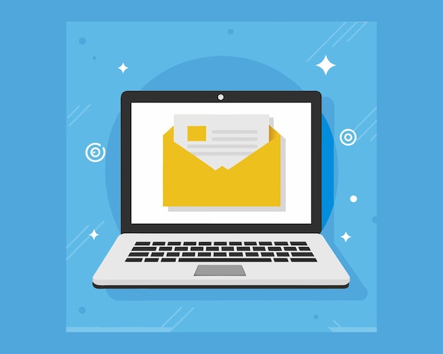 laptop with envelope on screen email email icon