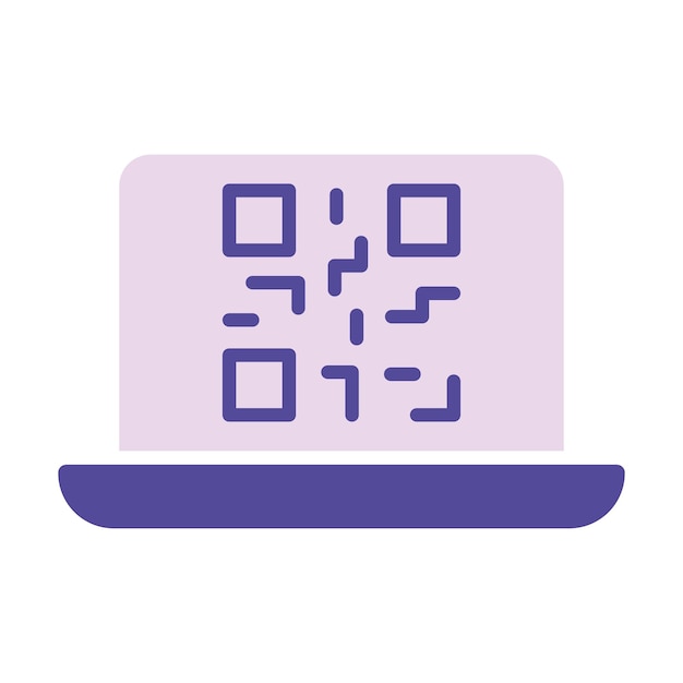 Laptop with qar code line icon Scan hyperlink touchpad technology screen keyboard Vector colored icon on a white background for business