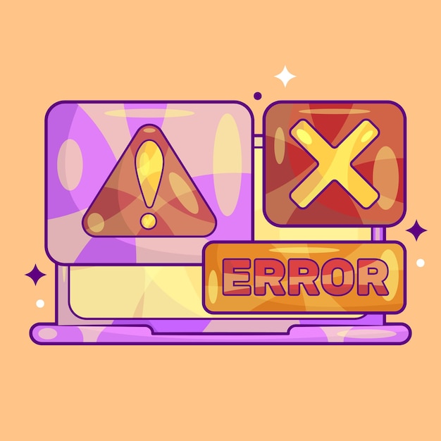 laptop with system error screen concept vector