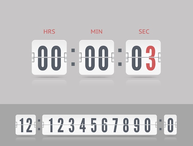 Last chance concept Retro score board clock Vintage flip clock time counter vector White scoreboard countdown numbers