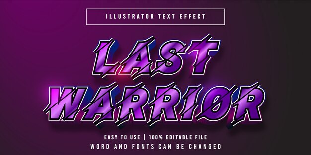 Last Warrior, Game Title Graphic Style Editable Text Effect