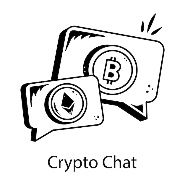 Latest hand drawn icon of crypto chat