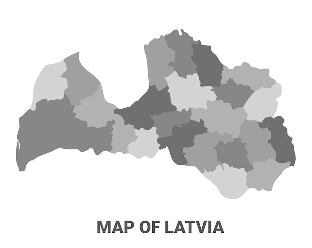 Latvia greyscale political map simple flat illustration