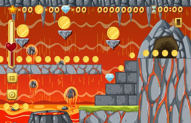Lava Cave Platformer Game template