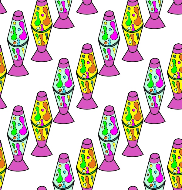 Lava lamp seamless pattern Vector illustration