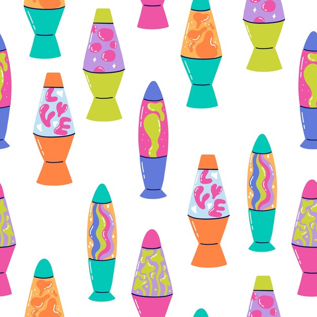 Lava Lamp with Magma Liquid Bubble Fluid Seamless Pattern