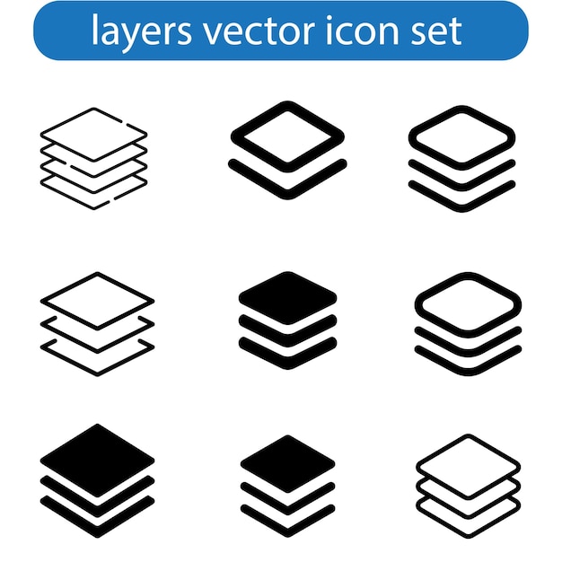 Layers icon set vector art illustration on white backgroundeps