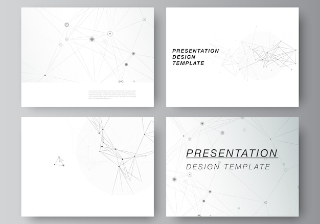 layout of presentation slides design. Gray technology  with connecting lines and dots. Network concept.