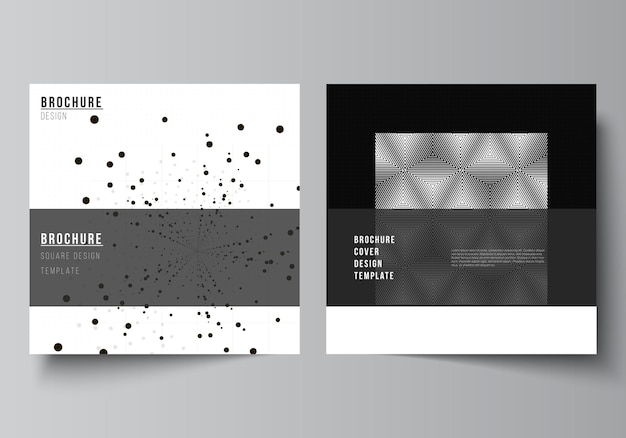 layout of two square covers design templates for brochure
