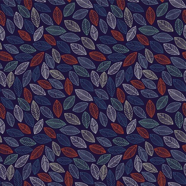 leaf outline seamless pattern