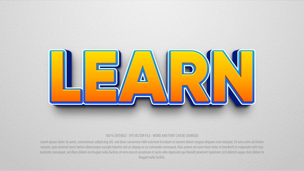 Learn bold 3d editable text effect