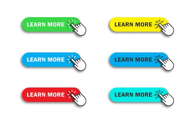 learn more button set vector illustration