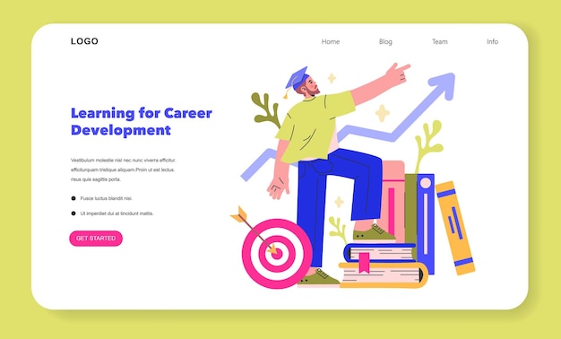 Learning for career development concept a figure steps towards career goals symbolizing the journey