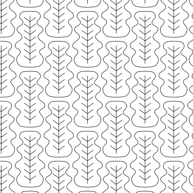 Leaves line art vector pattern