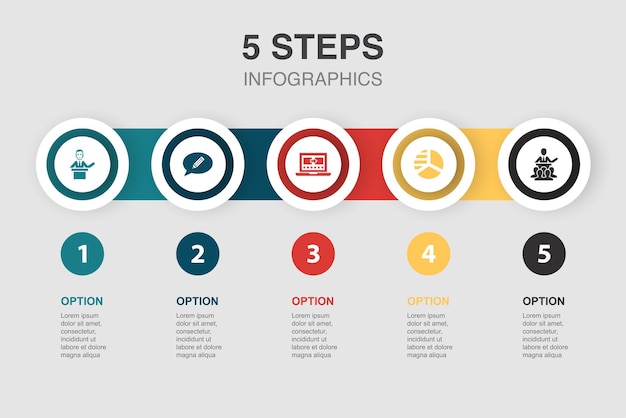 lecturer topic presentation software diagram conference icons infographic design layout template creative presentation concept with 5 steps